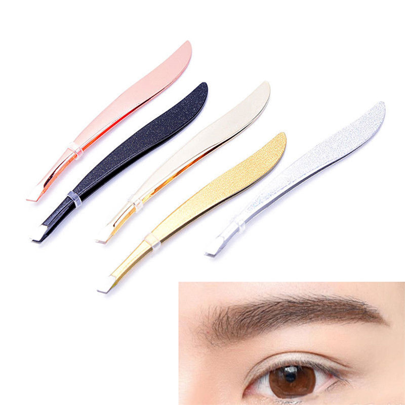 极速1Pc Eyebrow Tweezer Hair Beauty Slanted Puller Stainless - 图0