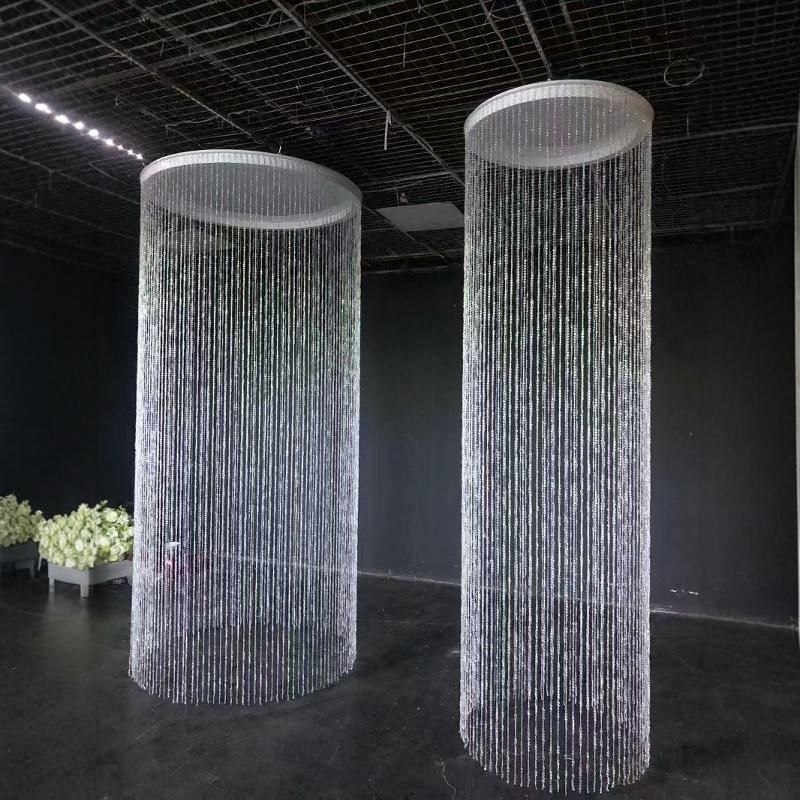 新款婚礼堂吊顶圆环暮雪挂件飞蝶珠帘流苏圆Q形线帘婚庆舞台道具,淘宝优惠券,粉丝福利购,淘宝优惠卷