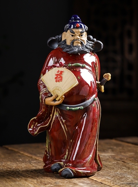 美陶石湾a公仔陶瓷中式家居客厅钟馗摆件摆设天师钟馗引福归堂
