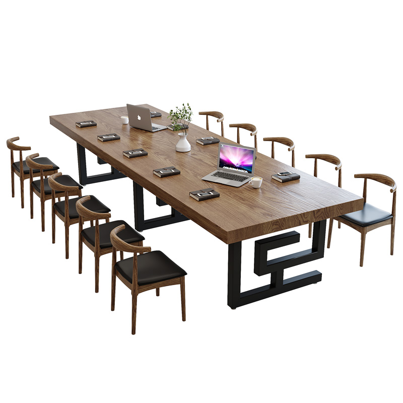 实木会议桌长桌简约现代办公培训桌新中式北欧工业风大型简易家具