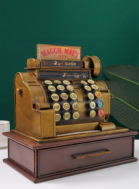 怀旧老式物件复h古道具收款机台球厅开业铁艺饭店吧台摆件礼品装