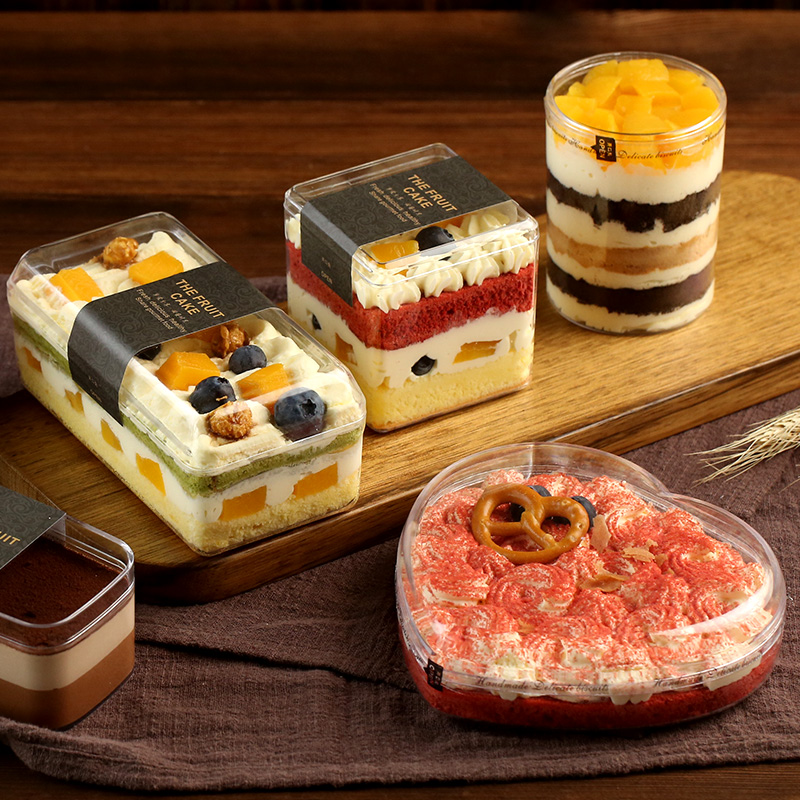 豆乳水果千层蛋糕慕斯包装提拉米苏盒子透明塑料一次性甜品打包盒 - 图0