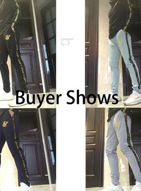 现货Mens JoggersSweaptpants Sik Silk Fitness Elastic Trouser