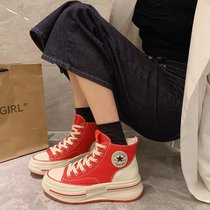 European Station High Help Sailing Shoes Women 2023 Spring Autumn New Exploits Thick Bottom Fried Street Summer Red Z Color Casual Board 