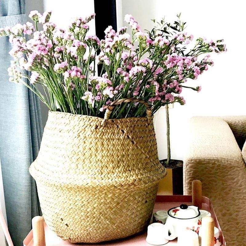 极速Searass Wickerwork Basket Rattan Hanin Flower Pot Dirty-图1