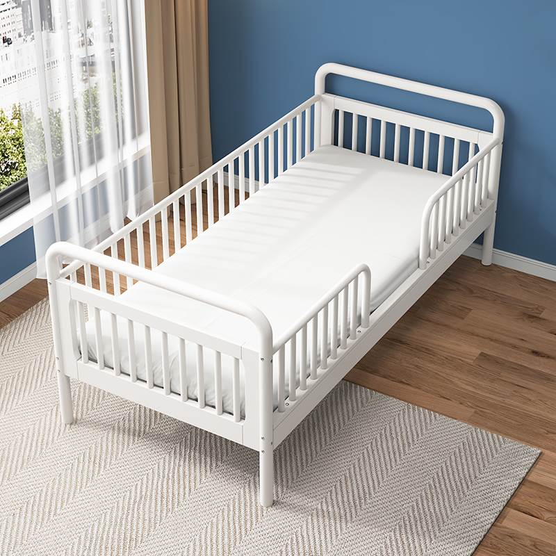 急速发货榉木儿童床拼接大床带护栏床边加宽单人床宝宝婴儿床男孩