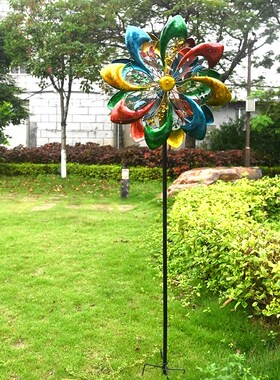 户外旋转铁艺大风车花园庭院装饰大摆件园艺户外别墅露台阳台布置