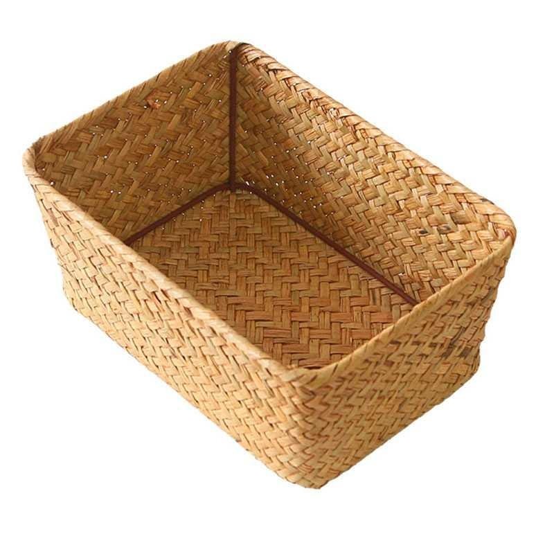 推荐new Wicker Bamboo Storage Basket Seaweed Box Straw Woven - 图3