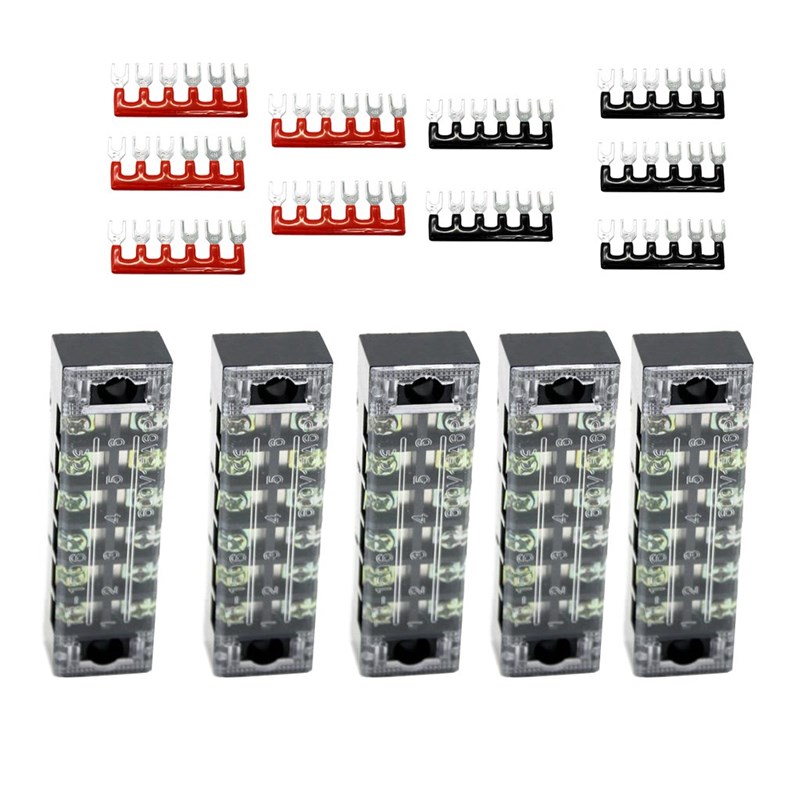 5Pcs 15A 600jV 6 Positions Covered Dual Row Screw Terminal B - 图3