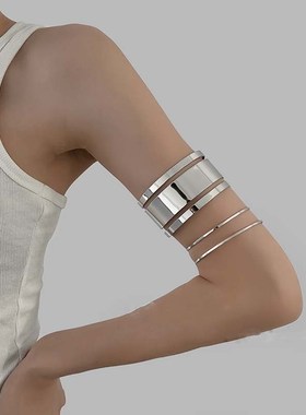 多层镂空开口手镯欧美金属风时尚气质臂环小众通勤新款手环手饰女