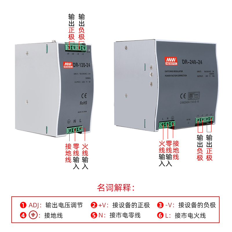 DR-240-24明伟开关电源DRP-240W导轨直流电源L24V10A240W卡轨12V-图1