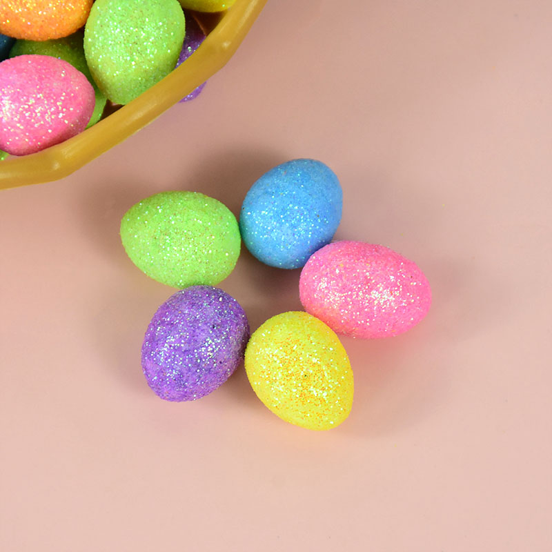 推荐80Pcs/Bag Colorful Mini Easter Eggs Glitter Craft Foam E-图2