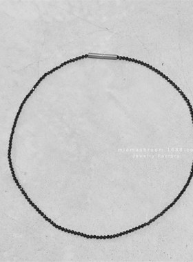 跨境东大门日系通勤ins风设计简F约时尚黑色水晶珠串项链项饰