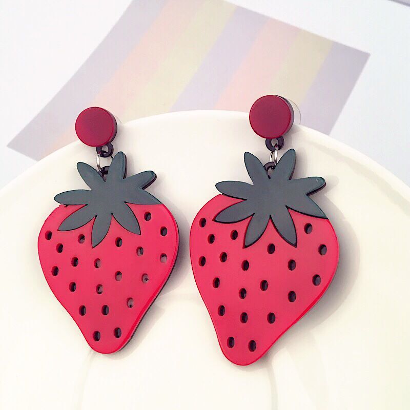 推荐Exaggerated Earrings Lemon Watermelon Acrylic Stud Earri - 图1