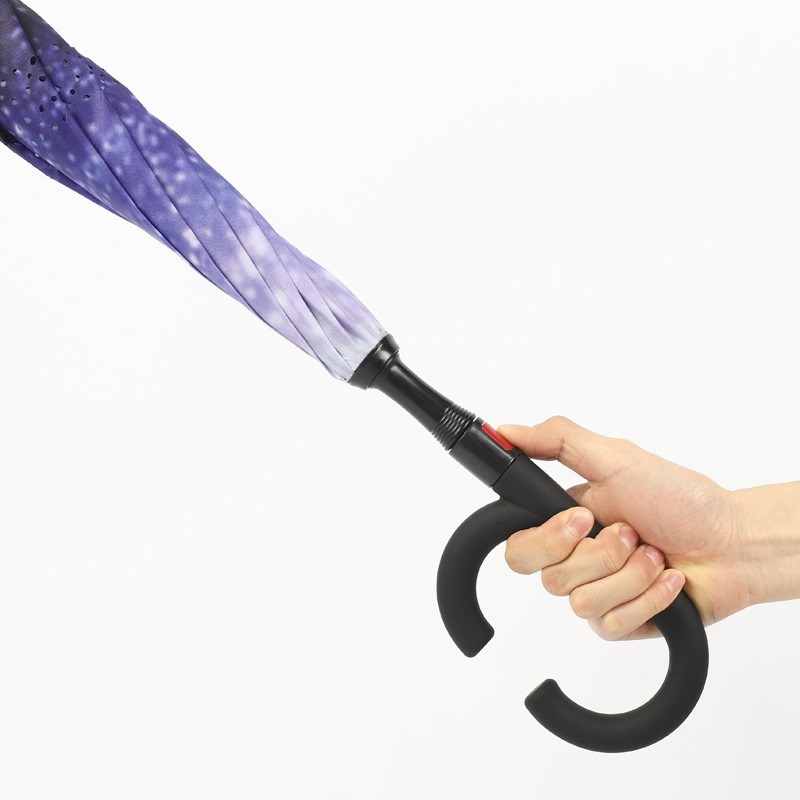 定制创意全自动反向伞双层c型免持直杆伞双人汽车伞反收车载雨伞 - 图1