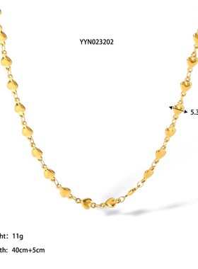 法式小众心连心锁骨链轻q奢不锈钢项链18K镀金钛钢饰品不掉色