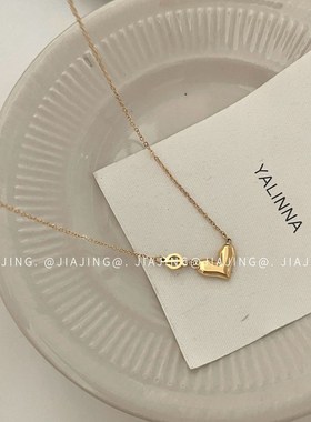 简约爱心项链百搭锁骨链高级感钛钢气质欧美颈链S小众设计感镀真