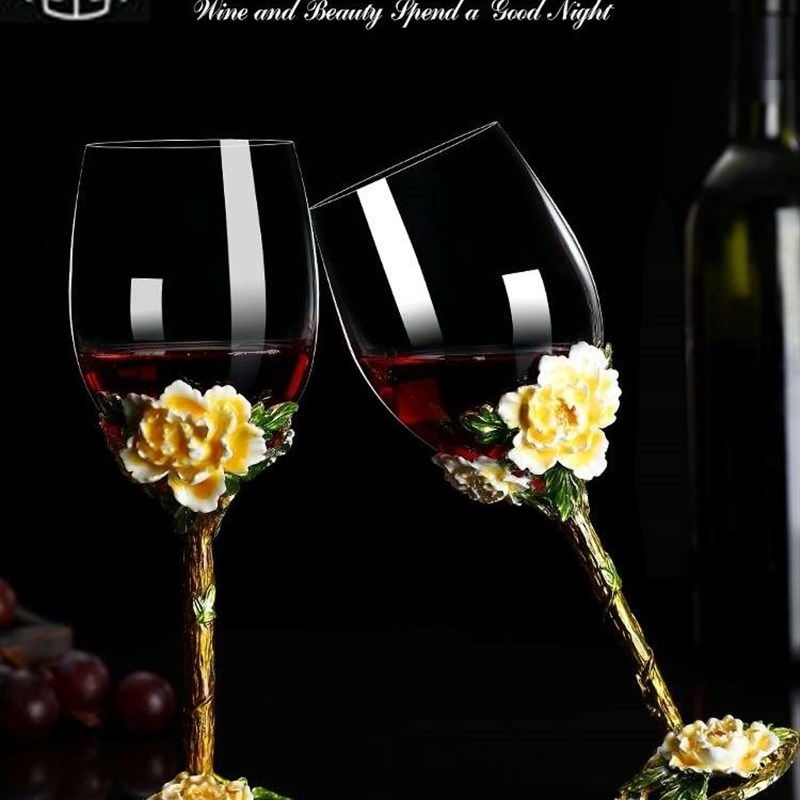 High grade enamelp red wine crp set cuystal glass wine cup - 图1