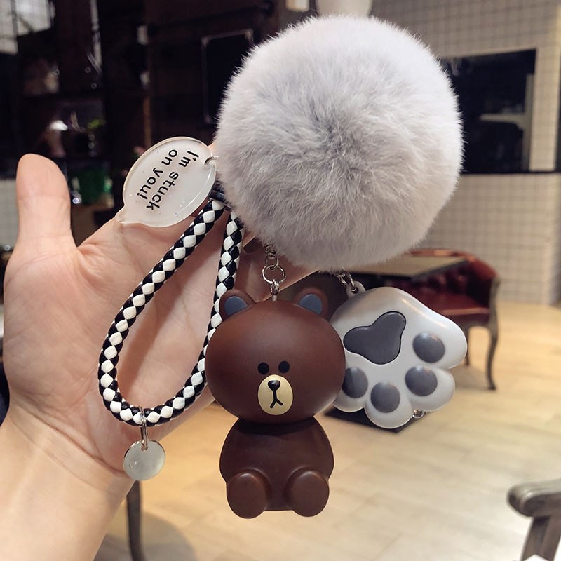 推荐oi creative spoon cute couple fur ball p key bag buckle - 图3