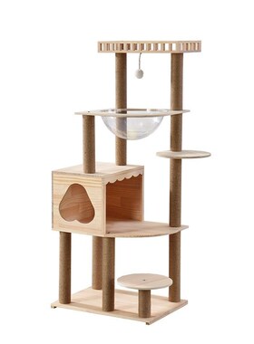 实木猫爬架大型猫太空舱猫窝小户型一体猫抓板猫抓柱猫咪用品