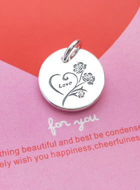 定制项链吊坠单坠999纯银牌图案文字雕刻男女情侣生肖银饰