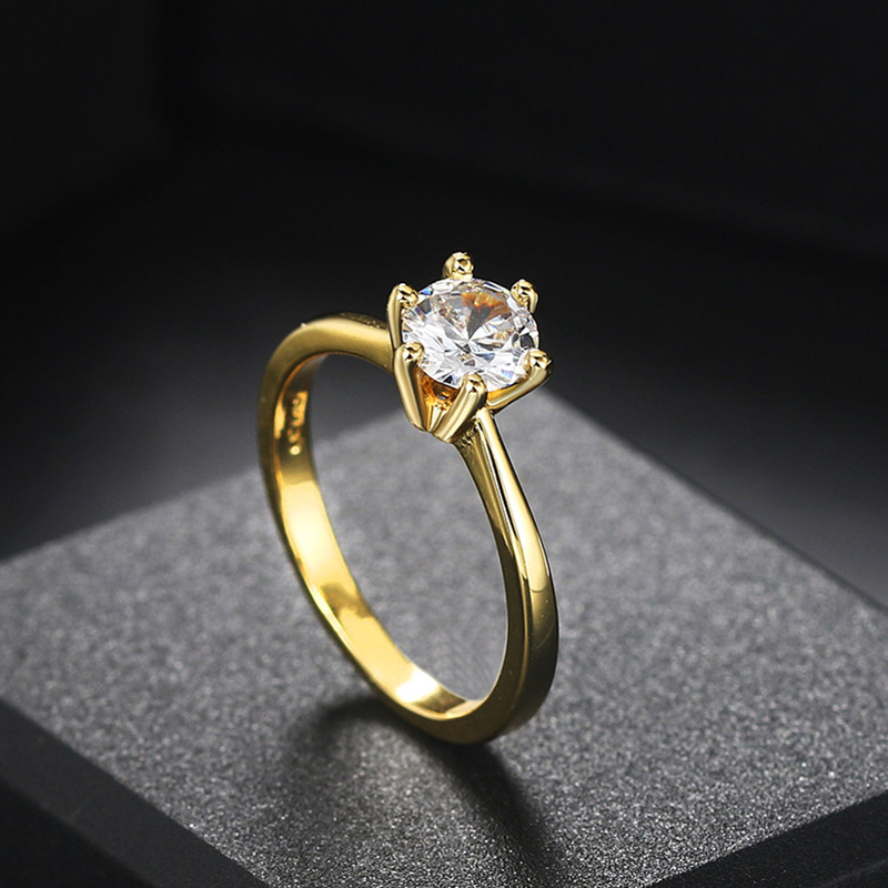 速发Wedding Rings For Women Classic 1 Carat AAA+ Zircon Ligh - 图0