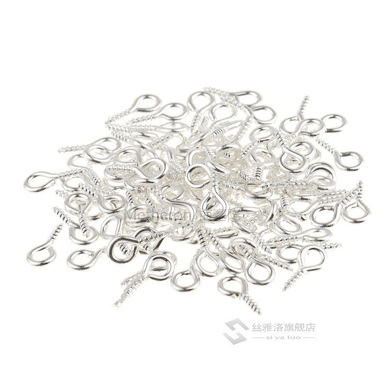 推荐100Pcs Mini Eye Pins Eyepins Hooks Eyelets Screw Threade - 图1