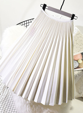 现货2022c Spring Women Elegant Pleated Skirt High Waist Wome