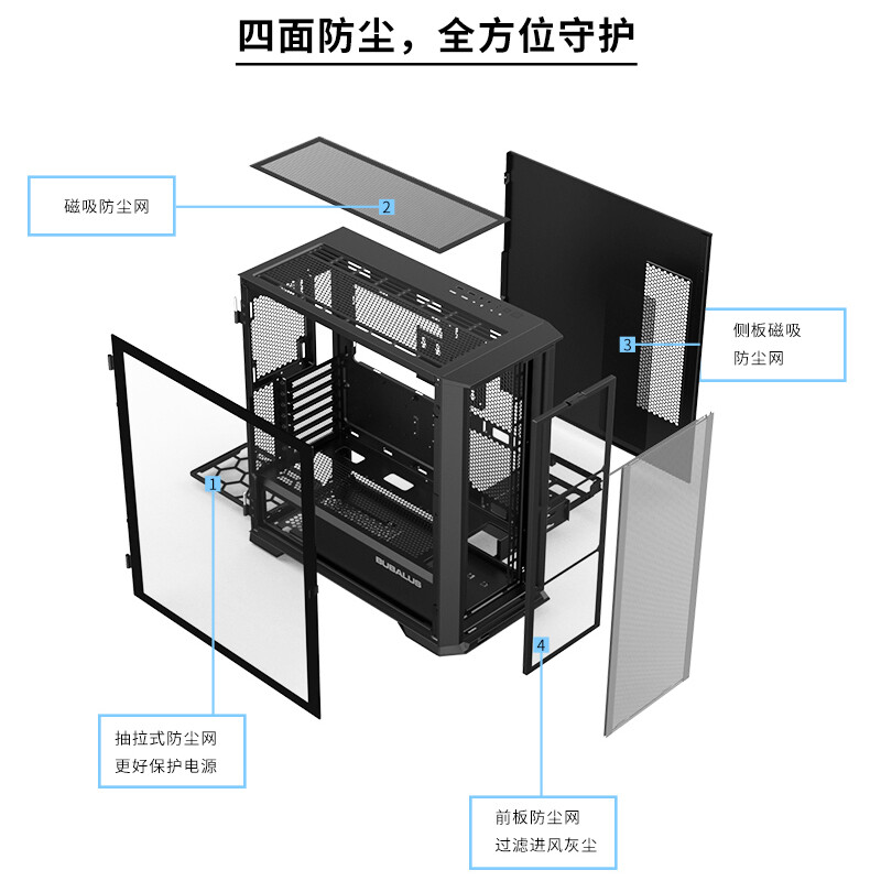 推荐大水牛(BUBALUS)守护者S301黑色电脑台式主机壳(顶置+前置 - 图2