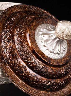 西藏特色工艺品糌粑盒藏式摆件茶室民宿装饰收藏储存缸炒面盒装臧