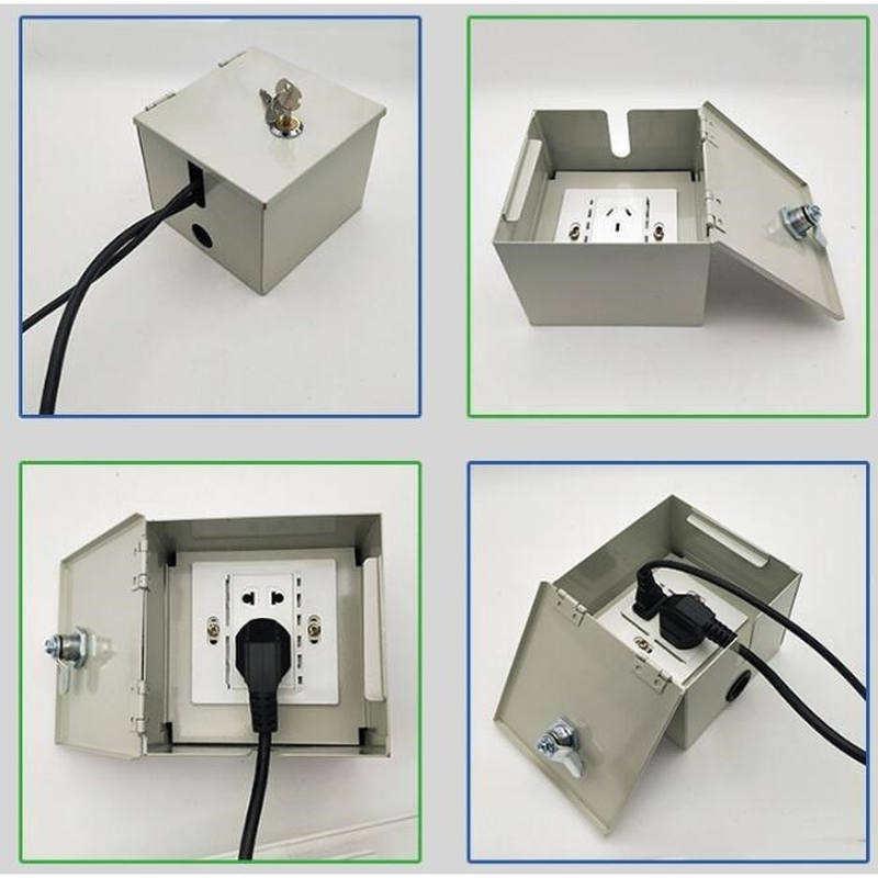 推荐开关插座套装室外防雨盒上锁铁盒工地电瓶翻盖保护盖插线板配-图2
