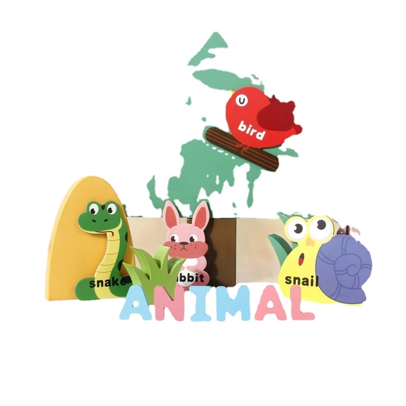 儿童卡通20种动物字母拼单词积木+两套英文字母记忆识字认知卡片-图2