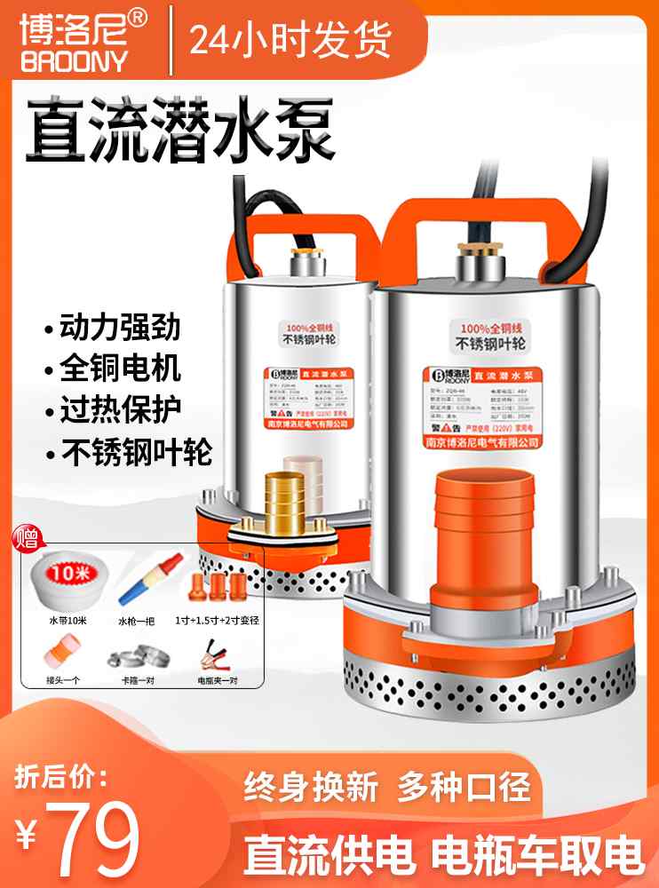 潜水泵家用电瓶车取电水2Vv24V48V60灌电瓶抽1机农用V溉高 - 图0