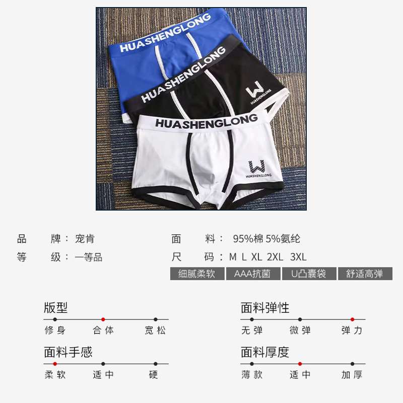 推荐Men's Underwear Cotton Youth Sports Boxers Underwear Fas-图1