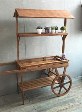 多层花架阳台可移动带轮庭院阶梯形创意窗外复古美式乡村外养花架