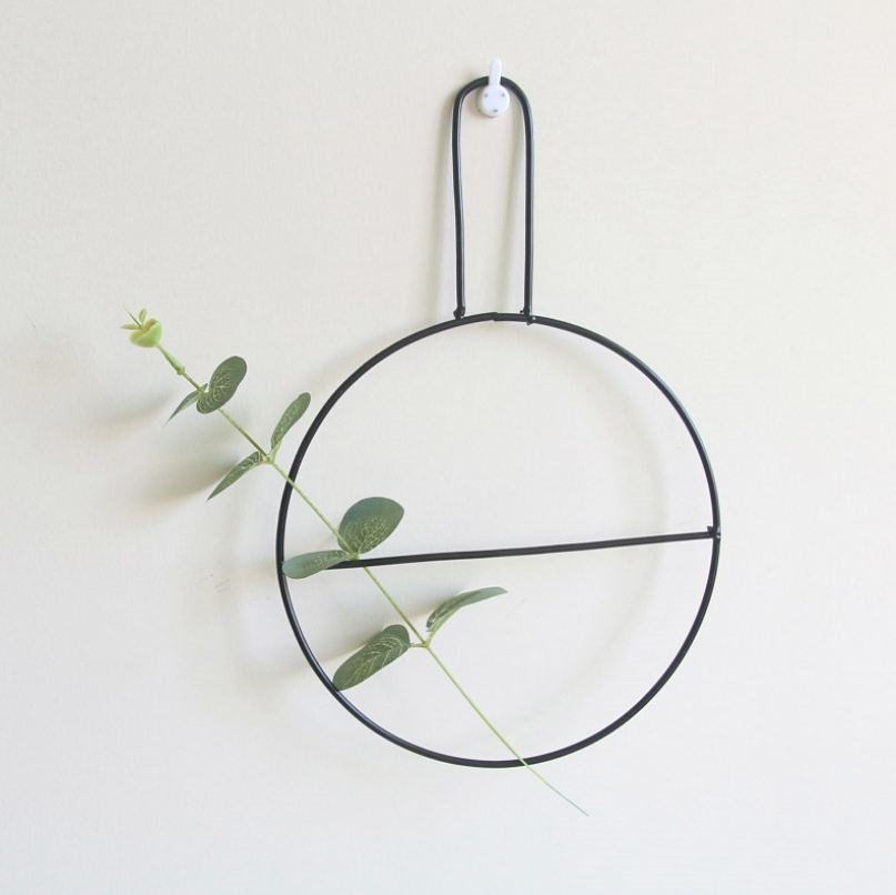 Nordic Style Iron Frame Vase Wall Hanging Plant Dried Flower - 图0