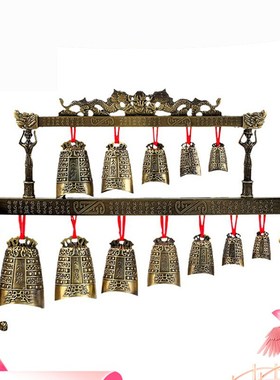 中式合金演奏乐器仿古双层编钟模型摆件工艺品婚庆影视道具
