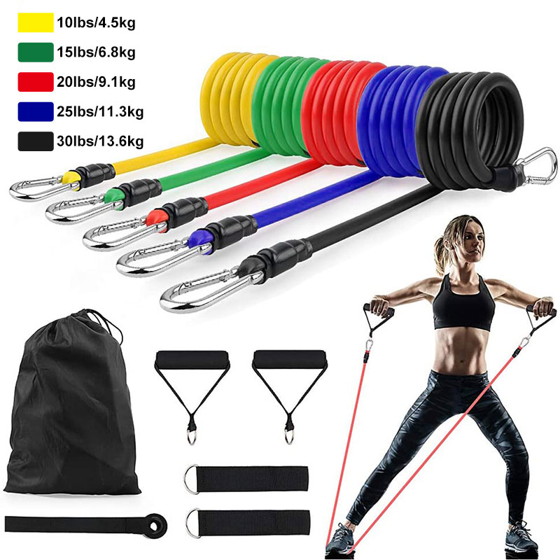 极速11Pcs Resistance Bands Crossfit Exercise Yoga Tube Pull - 图0