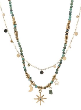 小众设计高级感时尚天然石串珠锁骨链女高K级感叠戴钛钢项链毛衣