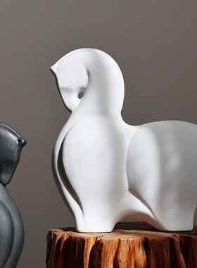 新中式创意中古风陶瓷马摆件客厅酒柜博古架酒店马到成功乔迁礼物