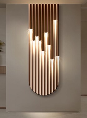 客厅电视机旁背景墙装饰画壁灯格栅灯现代简约带led发光玄关挂画