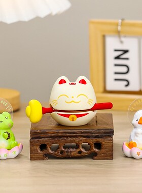 新年喜庆摆件好运莲莲家居好物办公室工位解压小木鱼情绪治愈摆件