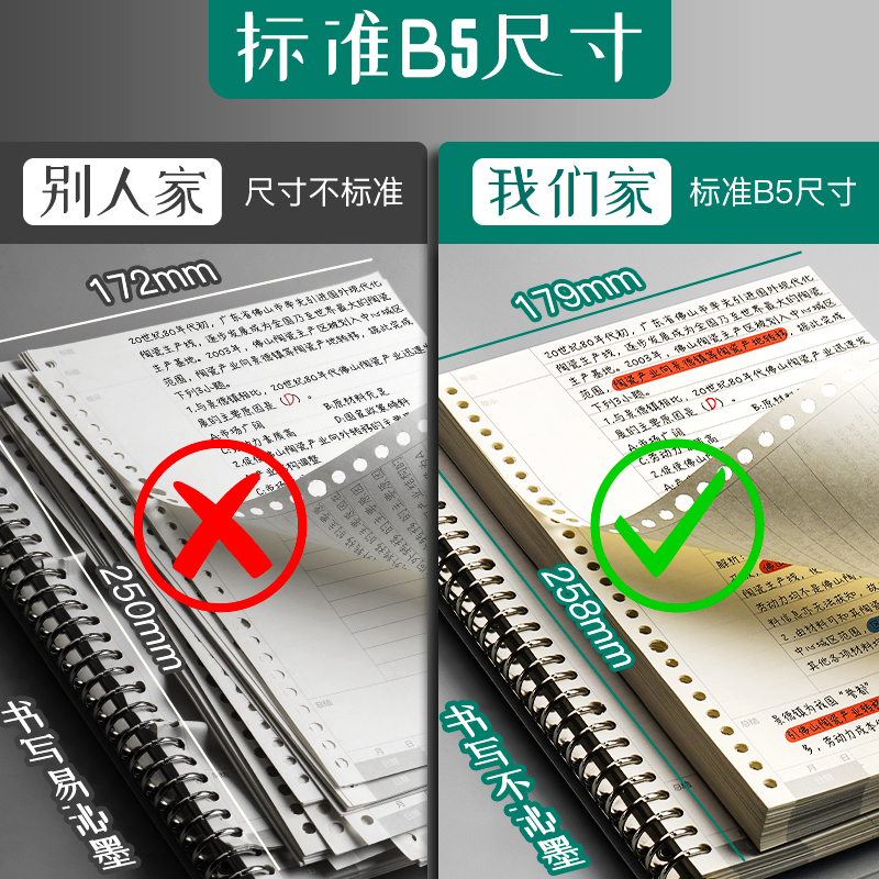 b5康奈尔替换芯活页纸26活页本20孔替芯英语网格子厚内页a5线圈本