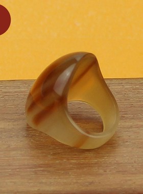 西藏牦牛角戒指 纯天然手工制作男女款扳指 复古民族风高抛光指环