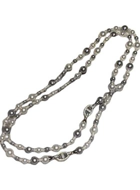 法式真多麻灰色白色珍珠猪鼻子项链女高级感轻奢2024新款锁骨颈链