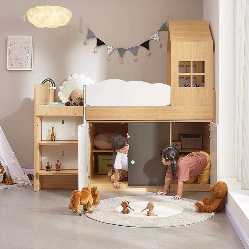 儿童床多功能储物半高床单人床上床下柜带学习桌床男女孩套房,淘宝优惠券,粉丝福利购,淘宝优惠卷