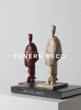 现代简约样板房间家居玄关抽象人物软装饰品桌面复古创意雕塑摆件