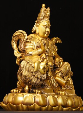 财宝天王摆件大号全铜毗沙门天王多闻天王特大黄铜黄财神黑财神