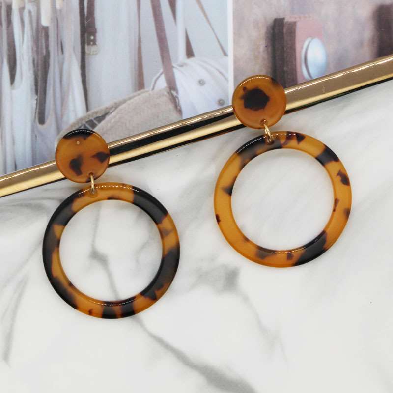 速发Geometric Circle Earrings Exaggerated Acrylic and tate L - 图2