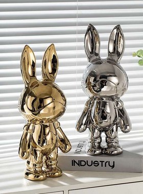 兔子陶瓷入户玄关桌面装饰客厅电视柜两边的摆件家居饰品高档轻奢